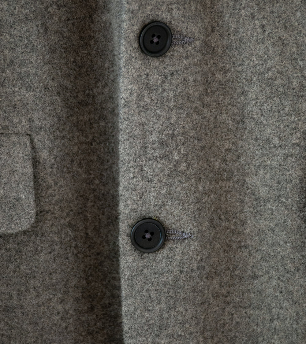 Evan Kinori 'Three Button Jacket' (Mid Grey Brushed Wool Cashmere)