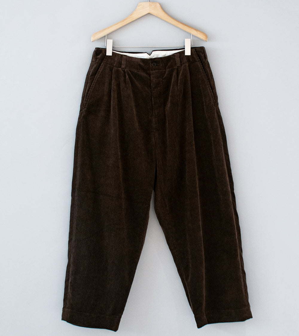 Evan Kinori 'Two Pleat Pant' (Brown Sumi Ink Corduroy)