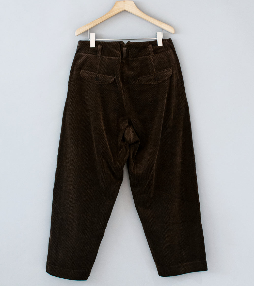 Evan Kinori 'Two Pleat Pant' (Brown Sumi Ink Corduroy)