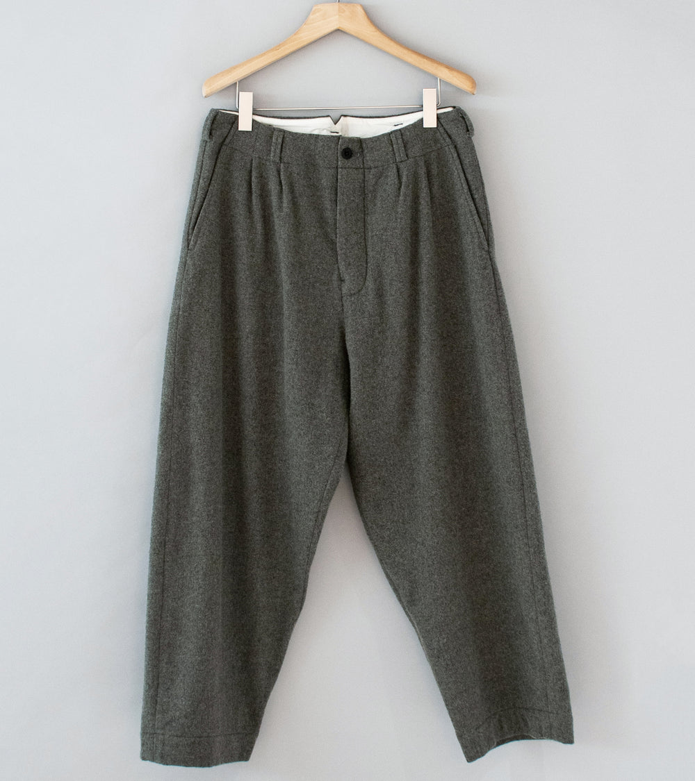 Evan Kinori 'Two Pleat Pant' (Mid Grey Brushed Wool Cashmere)
