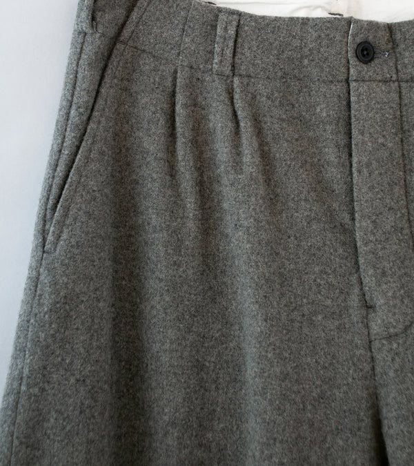 Evan Kinori 'Two Pleat Pant' (Mid Grey Brushed Wool Cashmere)