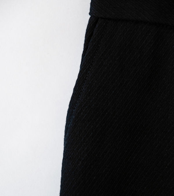 Evan Kinori 'Flat Front Pant' (Black Cotton Kersey)
