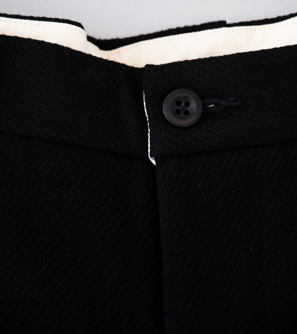 Evan Kinori 'Flat Front Pant' (Black Cotton Kersey)