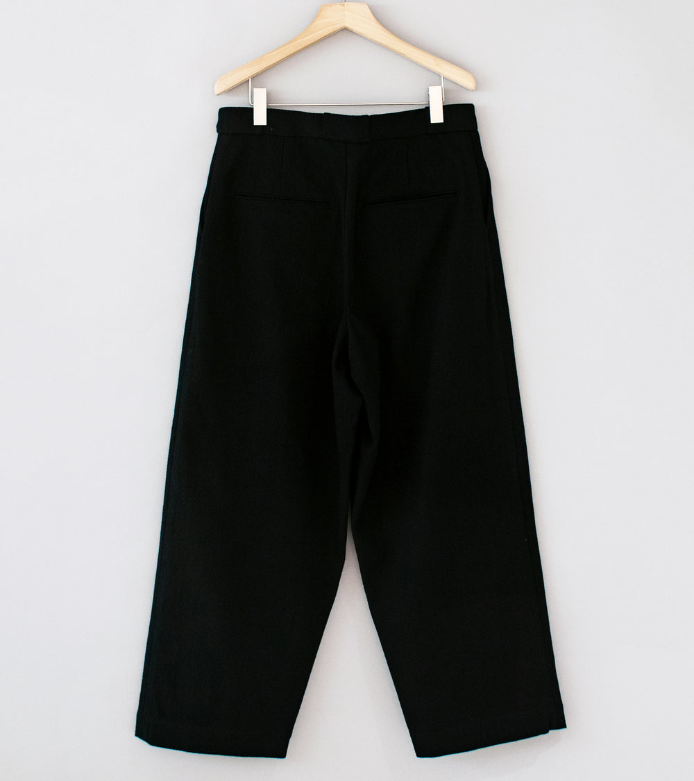 Evan Kinori 'Flat Front Pant' (Black Cotton Kersey)