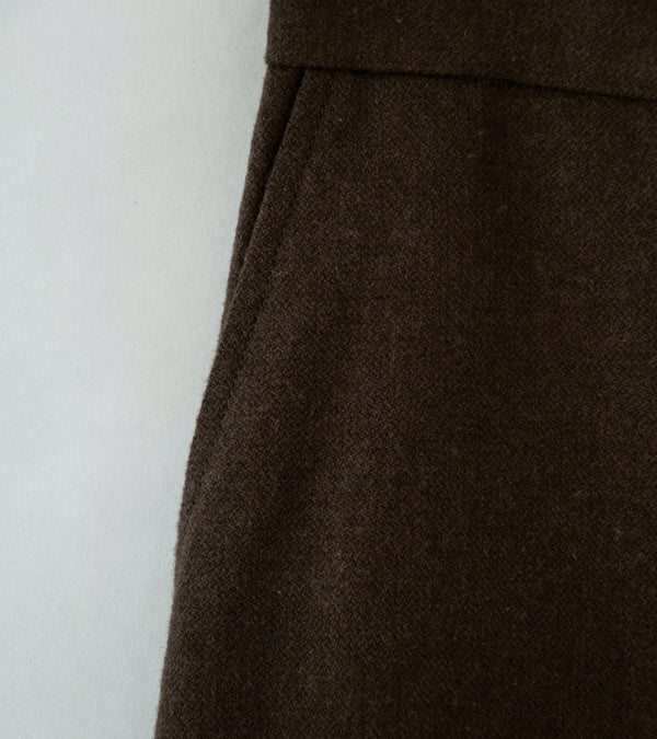 Evan Kinori 'Flat Front Pant' (Dark Olive Brushed Wool Cotton Linen)