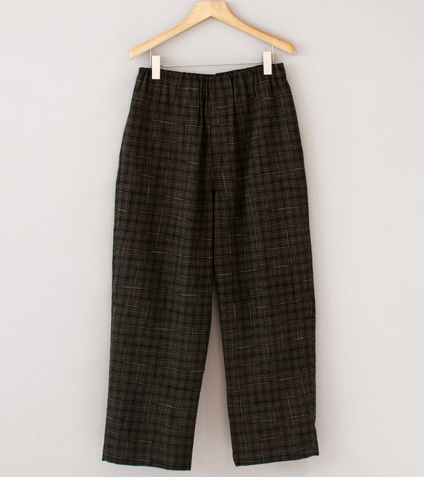 Evan Kinori 'Elastic Pant' (Brown Beige Navy Kasuri Wool Check)