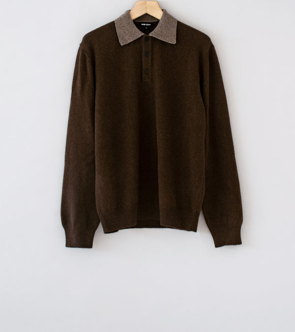 Evan Kinori 'Knit Polo' (Light Brown Dark Brown Undyed Yak Wool)