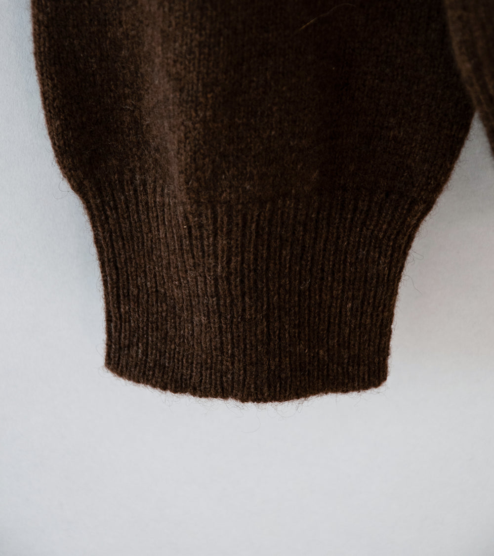 Evan Kinori 'Knit Polo' (Light Brown Dark Brown Undyed Yak Wool)