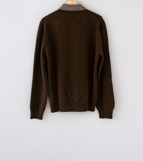 Evan Kinori 'Knit Polo' (Light Brown Dark Brown Undyed Yak Wool)