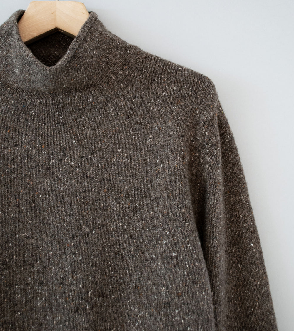 Evan Kinori 'Rollneck Sweater' (Light Brown Cashmere Wool Tweed)