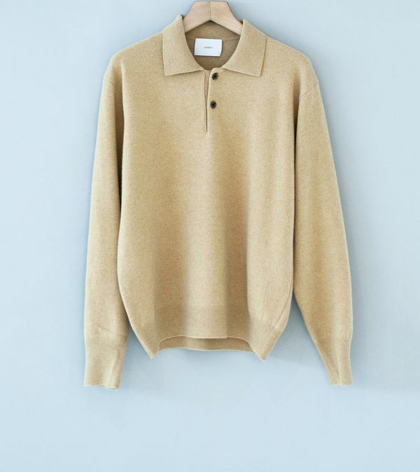 Stein 'Extra Fine Wool Knit Polo LS' (Beige)