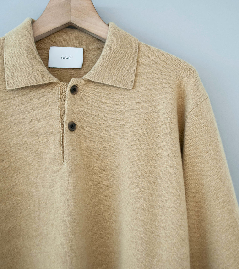 Stein 'Extra Fine Wool Knit Polo LS' (Beige)