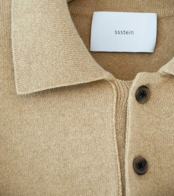 Stein 'Extra Fine Wool Knit Polo LS' (Beige)