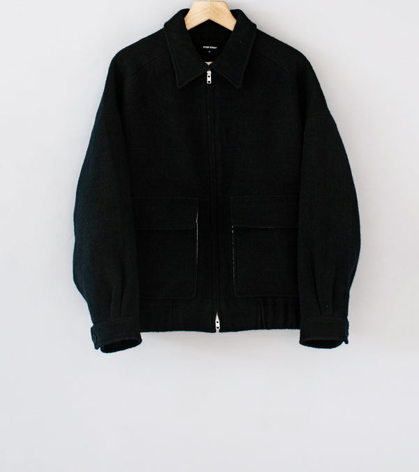 Evan Kinori 'CHCM Edition Zip Jacket Two' (Black Brushed Wool Linen)