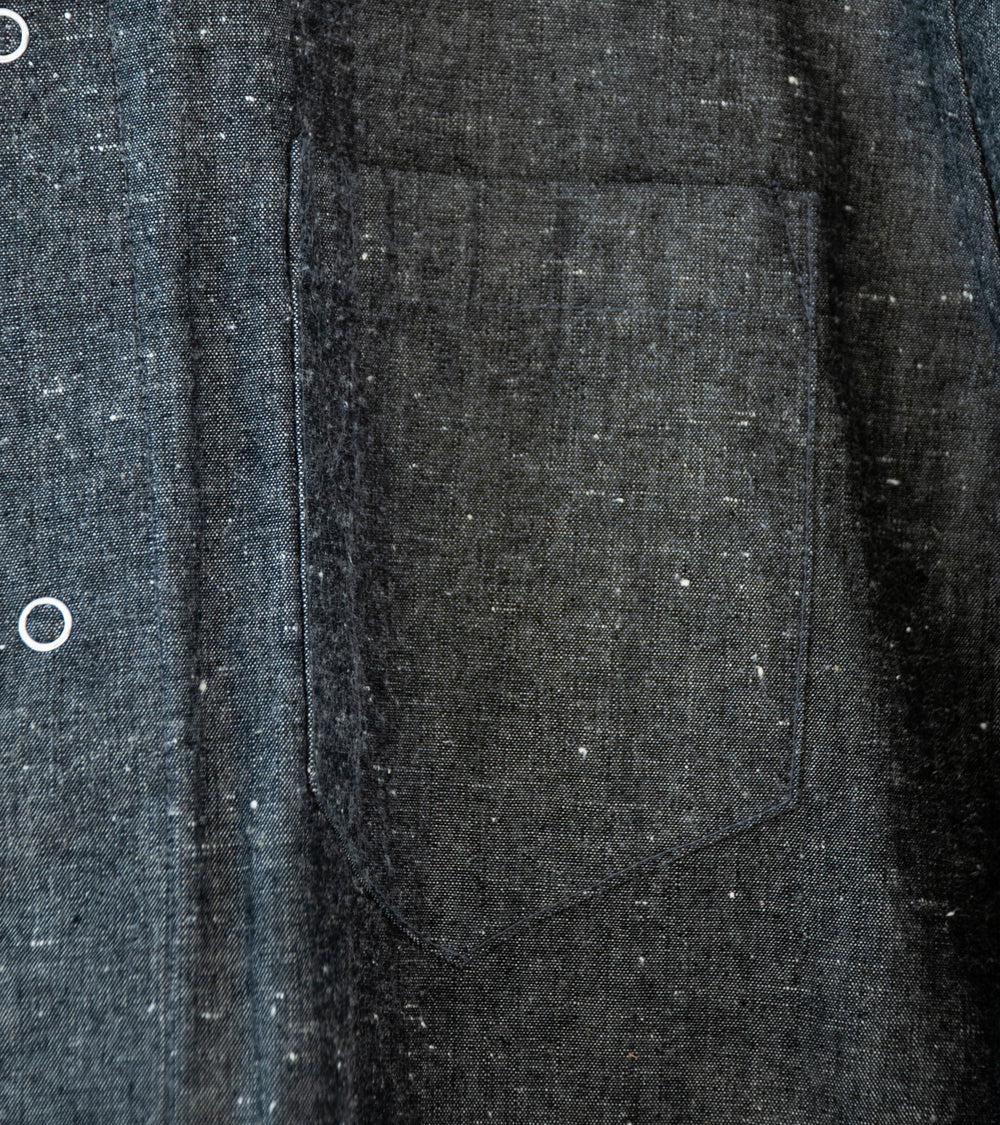 James Coward 'Workshop Shirt' (Grey Brown Cotton Linen Chambray)