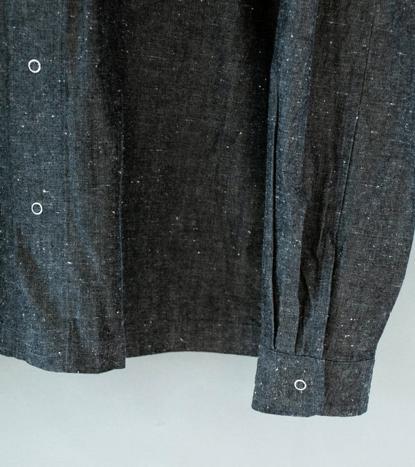 James Coward 'Workshop Shirt' (Grey Brown Cotton Linen Chambray)