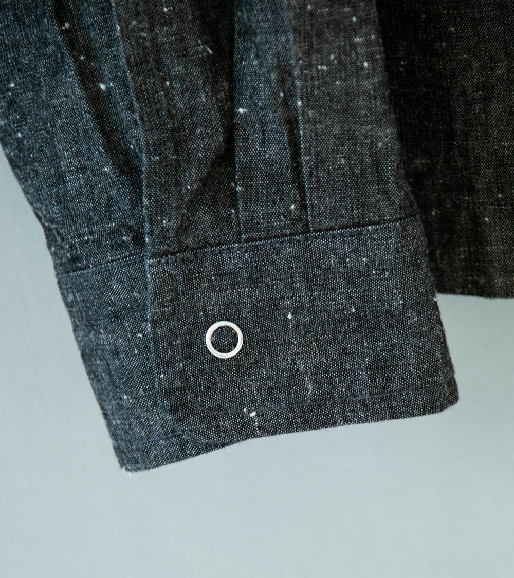James Coward 'Workshop Shirt' (Grey Brown Cotton Linen Chambray)