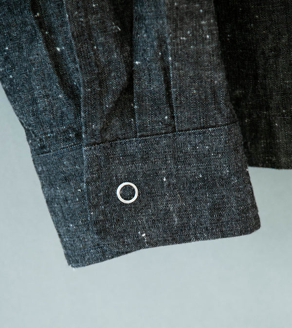 James Coward 'Workshop Shirt' (Grey Brown Cotton Linen Chambray)