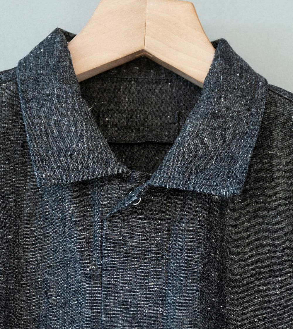 James Coward 'Workshop Shirt' (Grey Brown Cotton Linen Chambray)