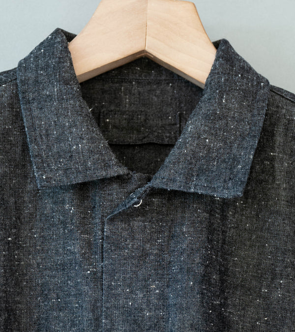 James Coward 'Workshop Shirt' (Grey Brown Cotton Linen Chambray)