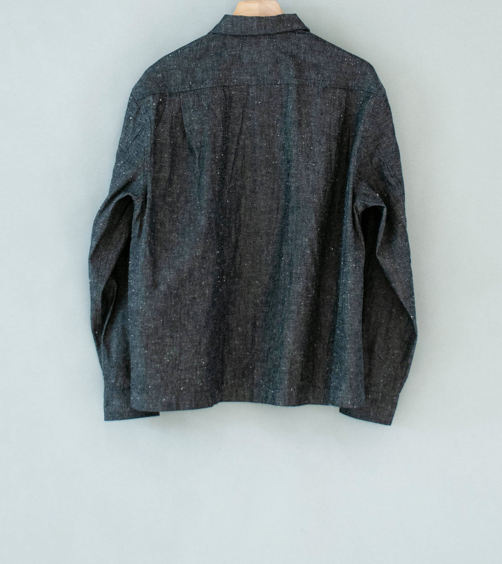 James Coward 'Workshop Shirt' (Grey Brown Cotton Linen Chambray)