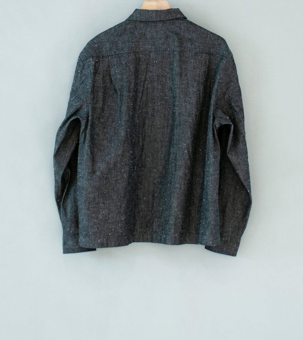 James Coward 'Workshop Shirt' (Grey Brown Cotton Linen Chambray)