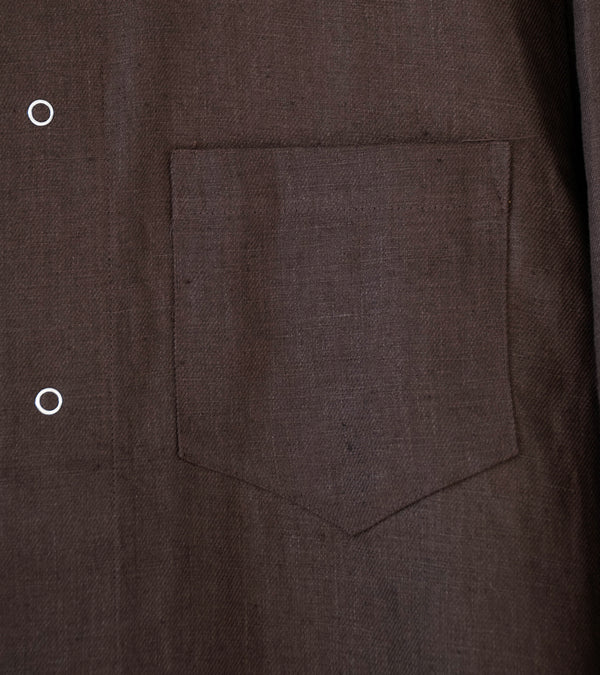 James Coward 'Workshop Shirt' (Brown Piece Dyed Linen Gabardine)