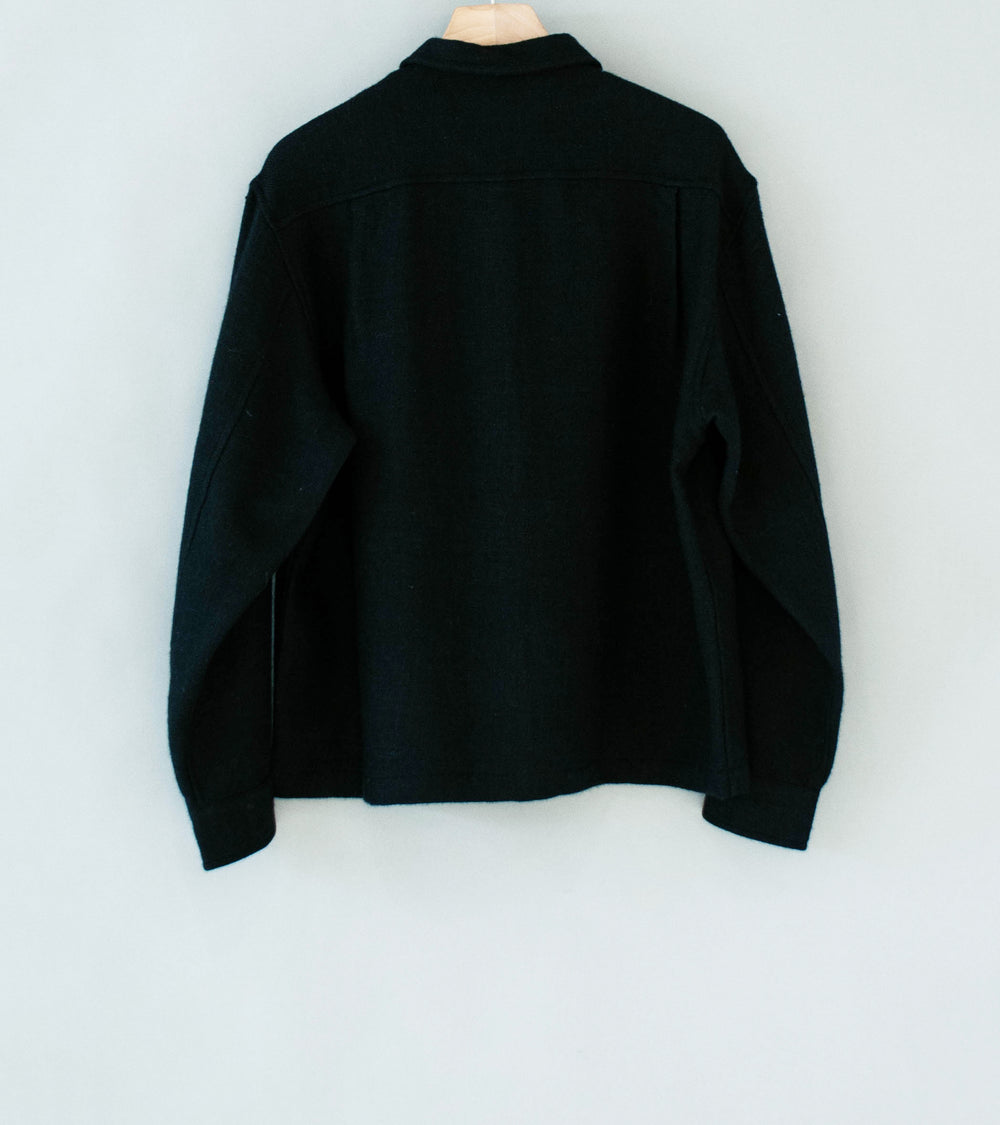 James Coward 'Travail Shirt' (Black Shetland Wool Linen Twill)