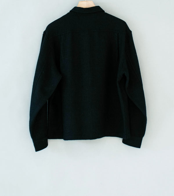 James Coward 'Travail Shirt' (Black Shetland Wool Linen Twill)