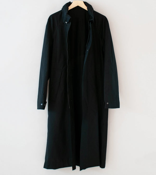 Margaret Howell 'Lightweight Mac' (Black Ventile Dry Cotton Poplin)