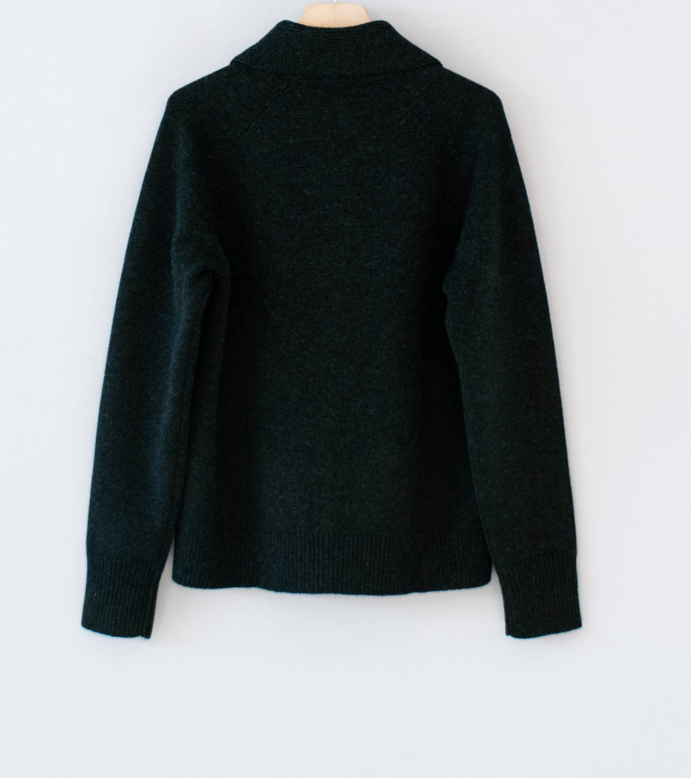 Margaret Howell 'Zip Collar Cardigan' (Asphalt Irregular Spun Wool)