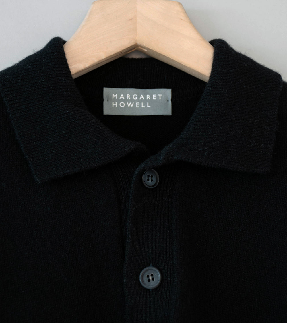 Margaret Howell 'Seamless Pocket Polo Shirt' (Black Cashmere Merino)