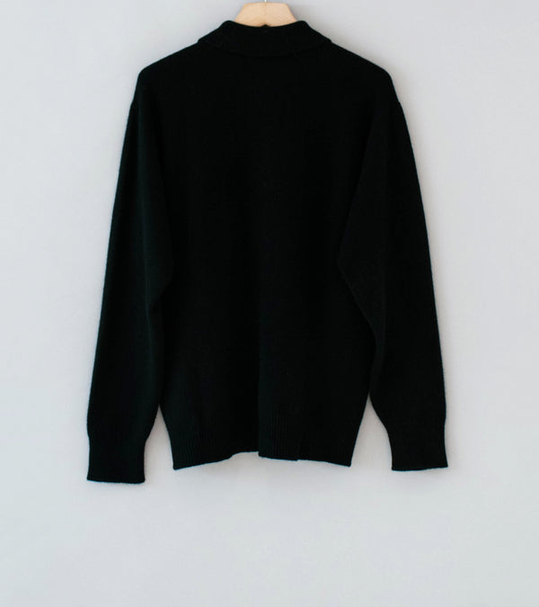 Margaret Howell 'Seamless Pocket Polo Shirt' (Black Cashmere Merino)