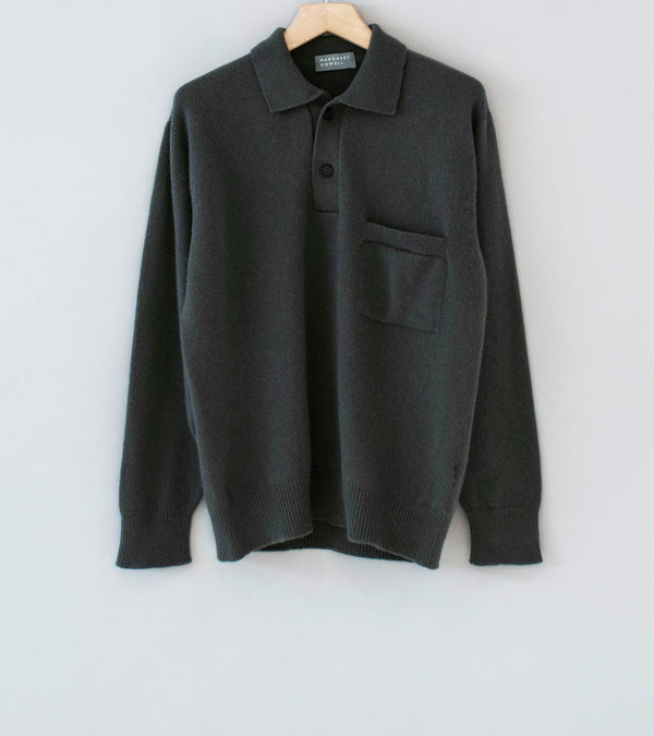 Margaret Howell 'Seamless Pocket Polo Shirt' (Graphite Cashmere Merino)
