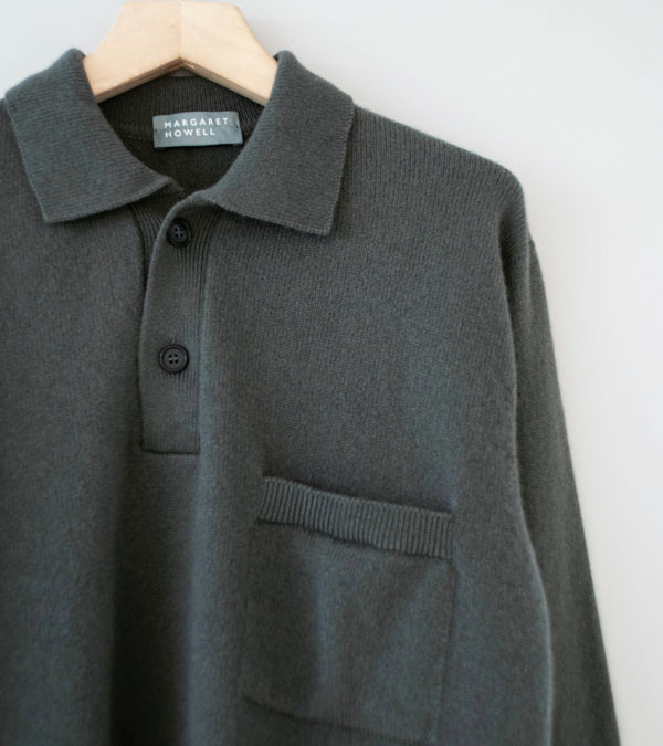 Margaret Howell 'Seamless Pocket Polo Shirt' (Graphite Cashmere Merino)