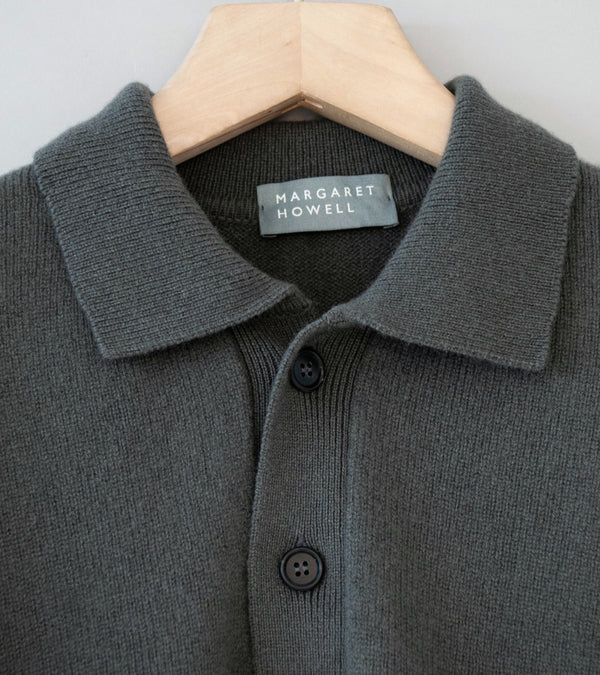 Margaret Howell 'Seamless Pocket Polo Shirt' (Graphite Cashmere Merino)