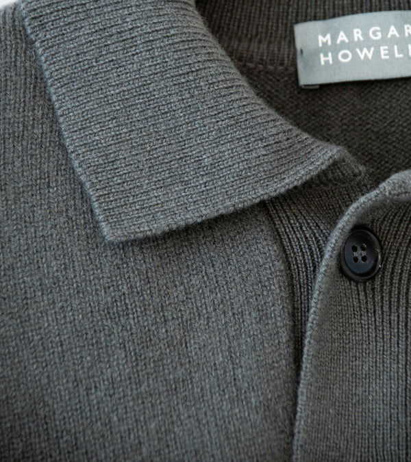 Margaret Howell 'Seamless Pocket Polo Shirt' (Graphite Cashmere Merino)