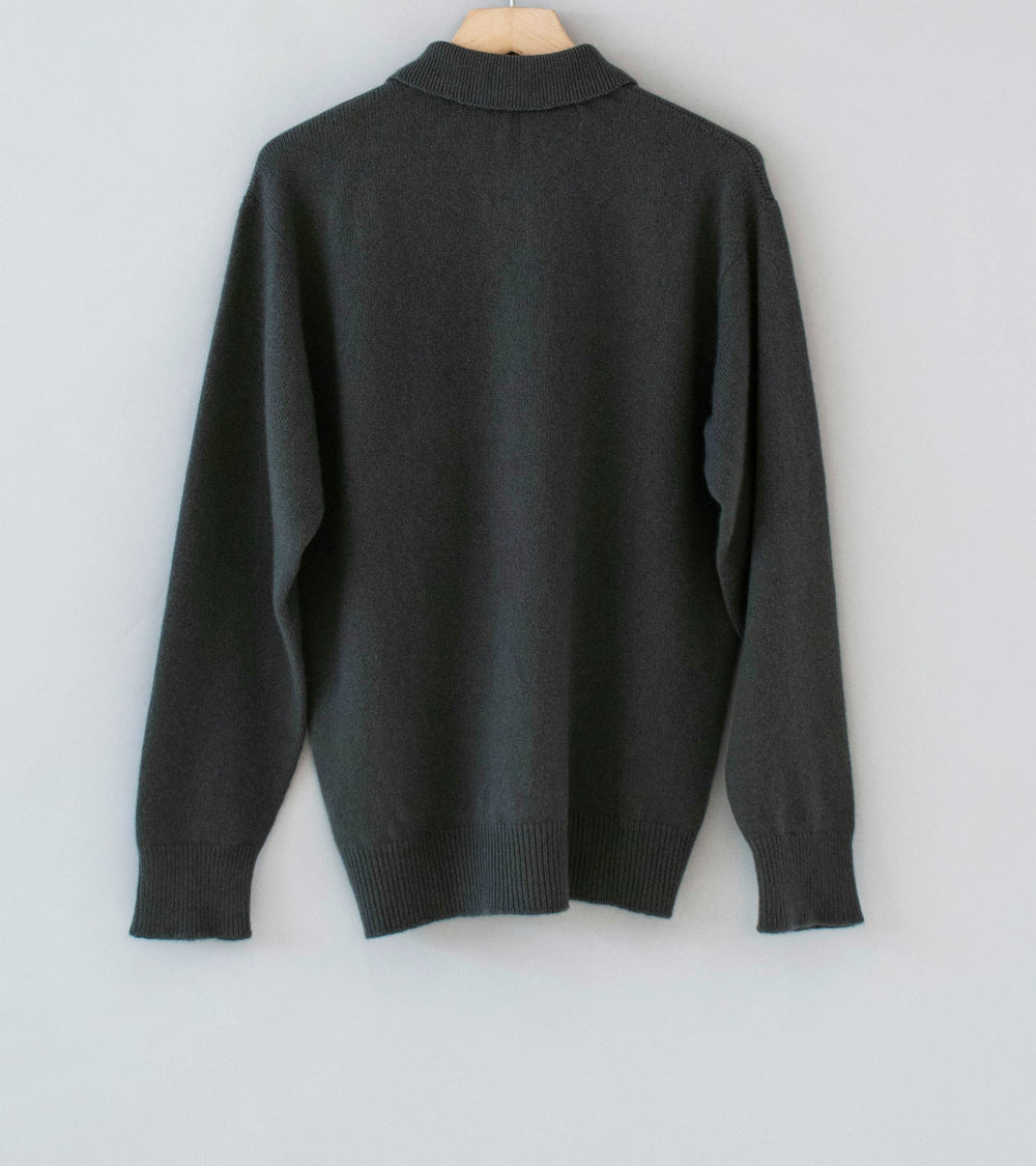 Margaret Howell 'Seamless Pocket Polo Shirt' (Graphite Cashmere Merino)