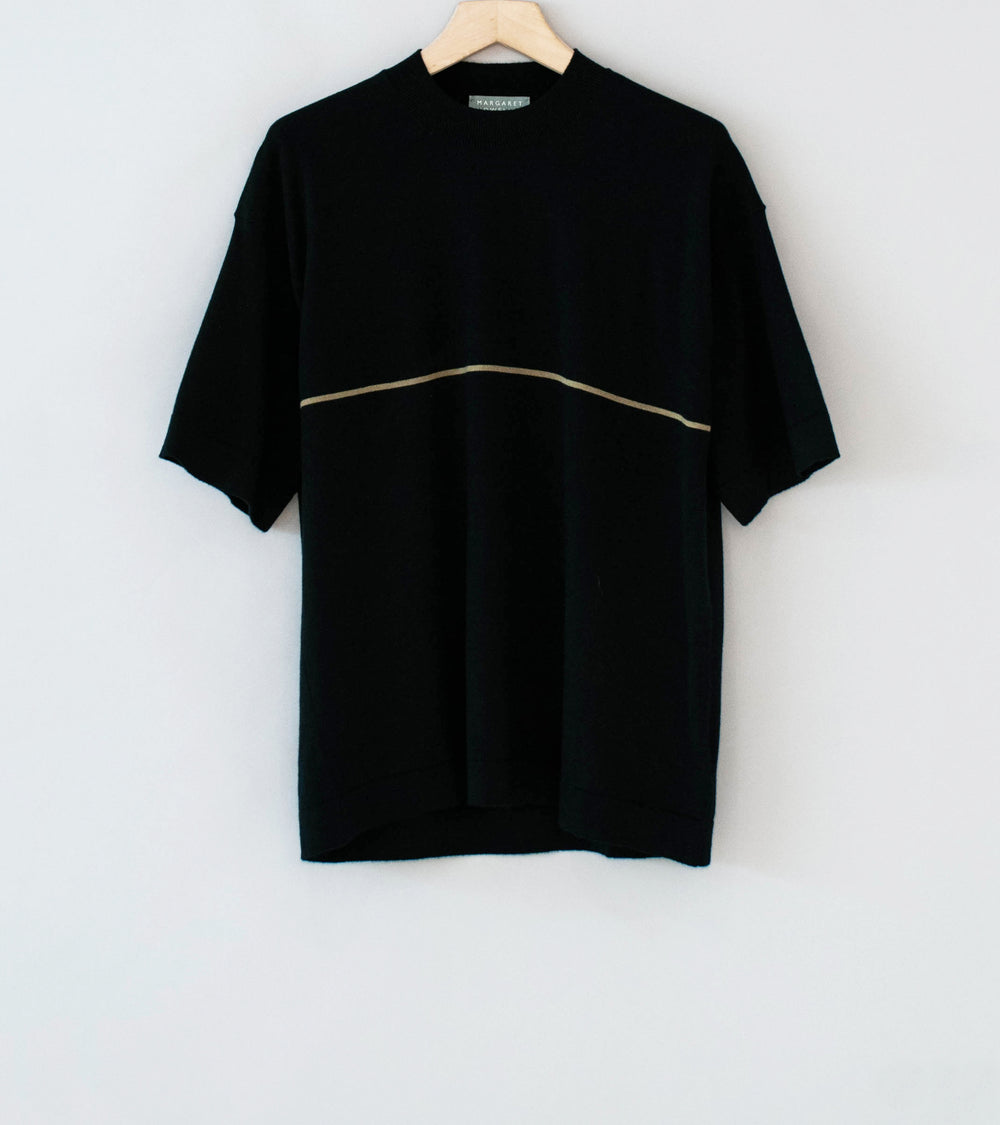 Margaret Howell 'Fine Stripe T-Shirt' (Black Fine Cotton Merino)