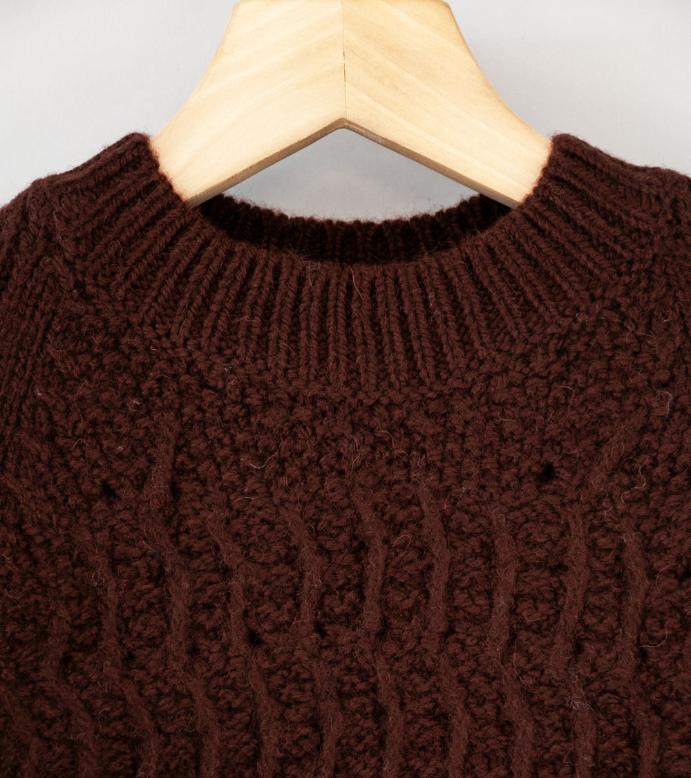 YLÈVE 'Andean Highland Wool Knit Pullover' (Brown Wool)