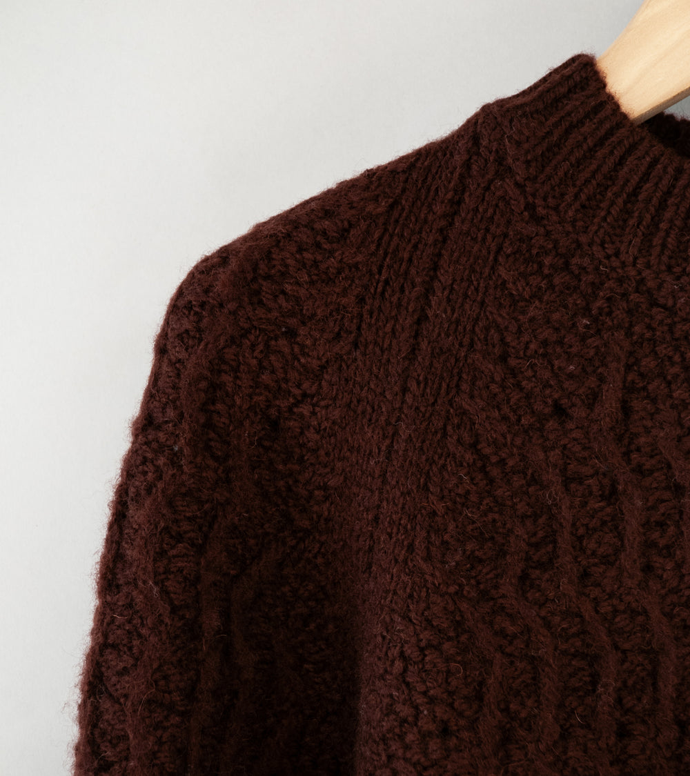 YLÈVE 'Andean Highland Wool Knit Pullover' (Brown Wool)