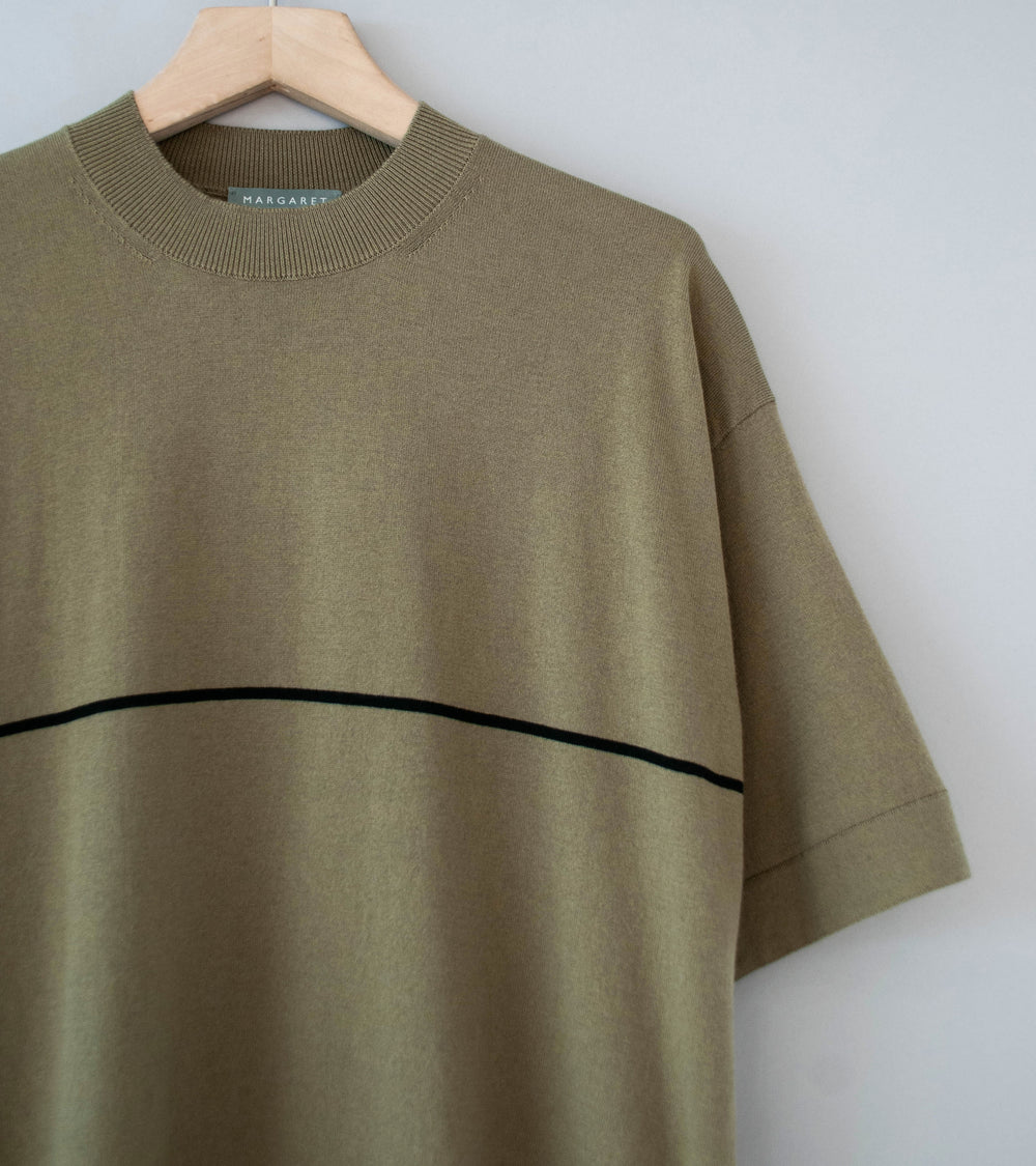 Margaret Howell 'Fine Stripe T-Shirt' (Lichen Fine Cotton Merino)