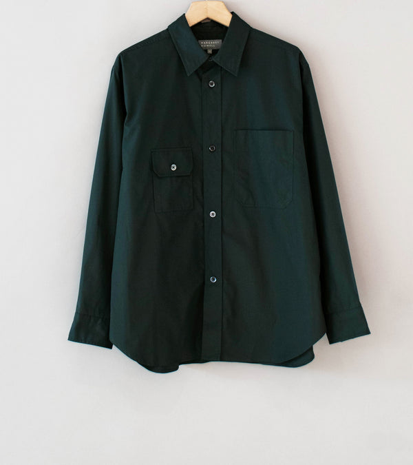 Margaret Howell 'Odd Pocket Shirt' (Dark Teal Double Twist Cotton Poplin)