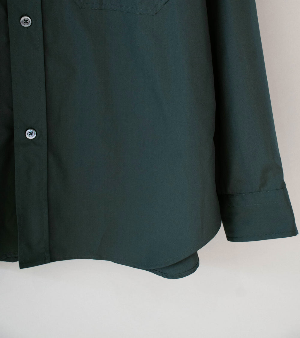 Margaret Howell 'Odd Pocket Shirt' (Dark Teal Double Twist Cotton Poplin)