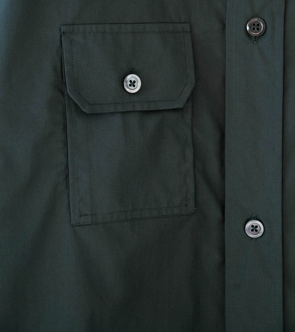 Margaret Howell 'Odd Pocket Shirt' (Dark Teal Double Twist Cotton Poplin)
