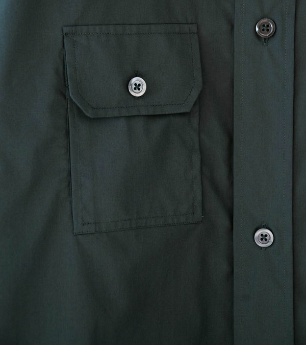 Margaret Howell 'Odd Pocket Shirt' (Dark Teal Double Twist Cotton Poplin)