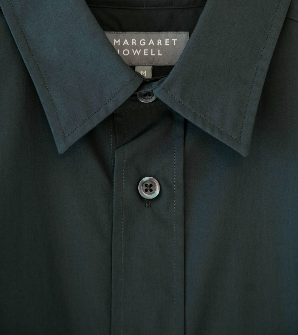 Margaret Howell 'Odd Pocket Shirt' (Dark Teal Double Twist Cotton Poplin)