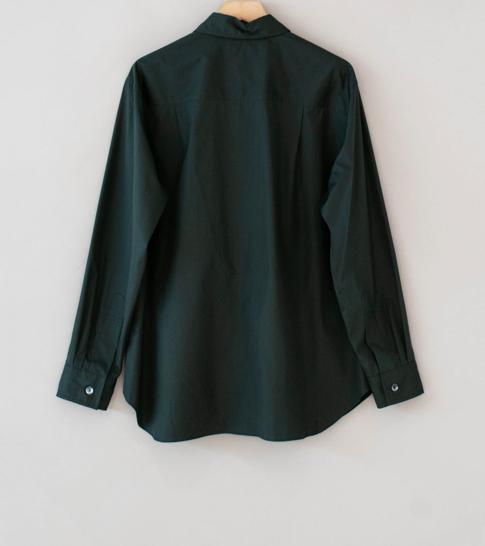 Margaret Howell 'Odd Pocket Shirt' (Dark Teal Double Twist Cotton Poplin)