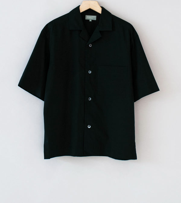 Margaret Howell 'Revere Collar Shirt' (Black Cotton Blend)