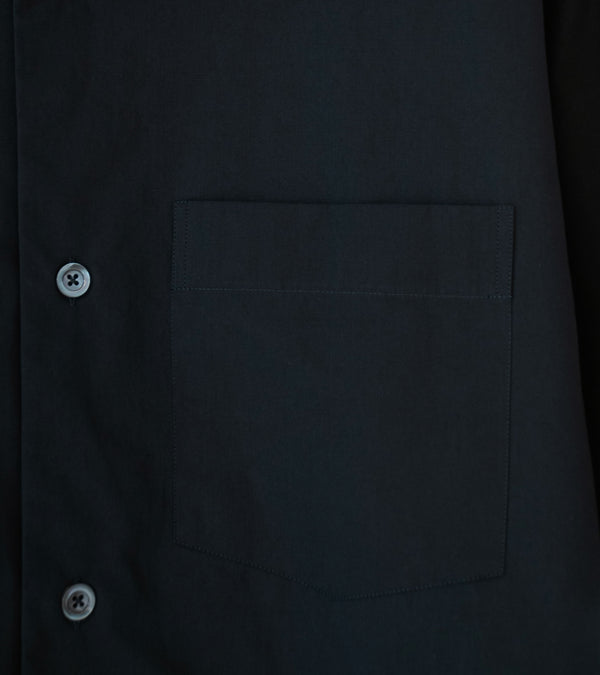 Margaret Howell 'Revere Collar Shirt' (Black Cotton Blend)